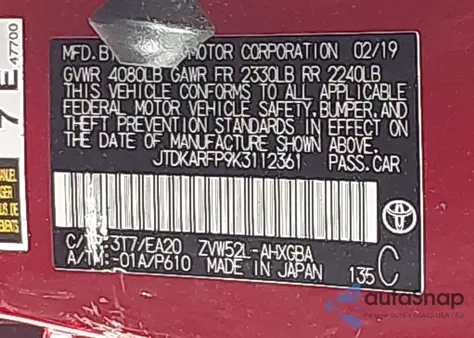 2019 Toyota Prius Prime Premium from USA, damaged, VIN JTDKARFP9K3112361
